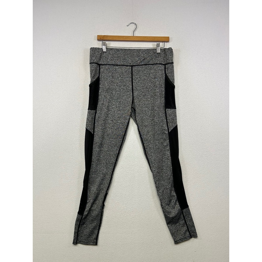 Athleisure G-RAG Womens 1X Gray Heathered Mesh Pocket Active Leggings